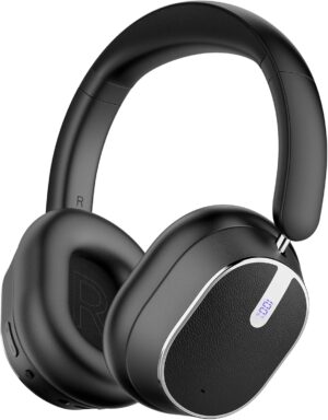 Hybrid Active Noise Cancelling Bluetooth Headphones, Over Ear Wireless Headphones with 120H Playtime, Hi-Res Audio, Deep Bass, Memory Foam Ear Cups for Home Office Travel